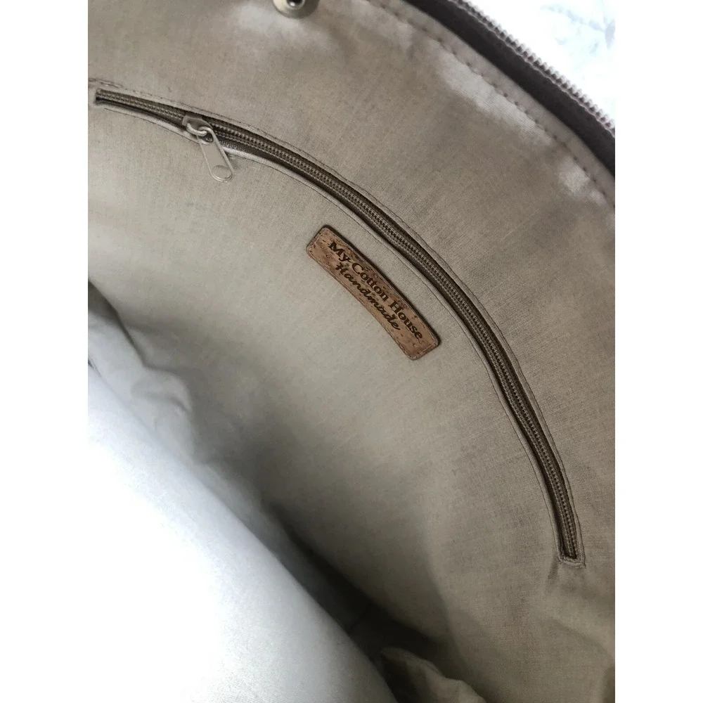 Harris Tweed 100% Pure Wool Scotland Blue Tan‎ Plaid  Wool Handbag Zip Closure